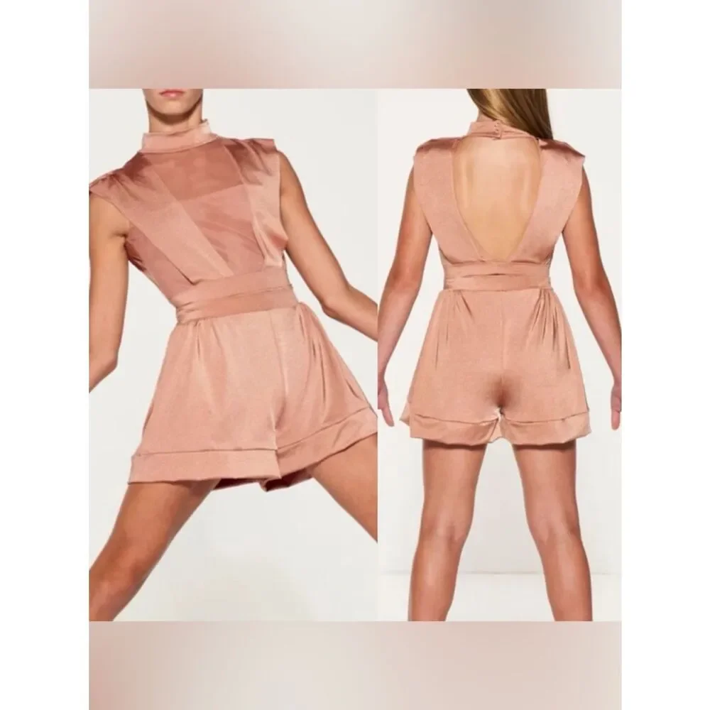 Kelle solo dance costume tan blush pink chasing clouds 2 piece leotard shorts MA